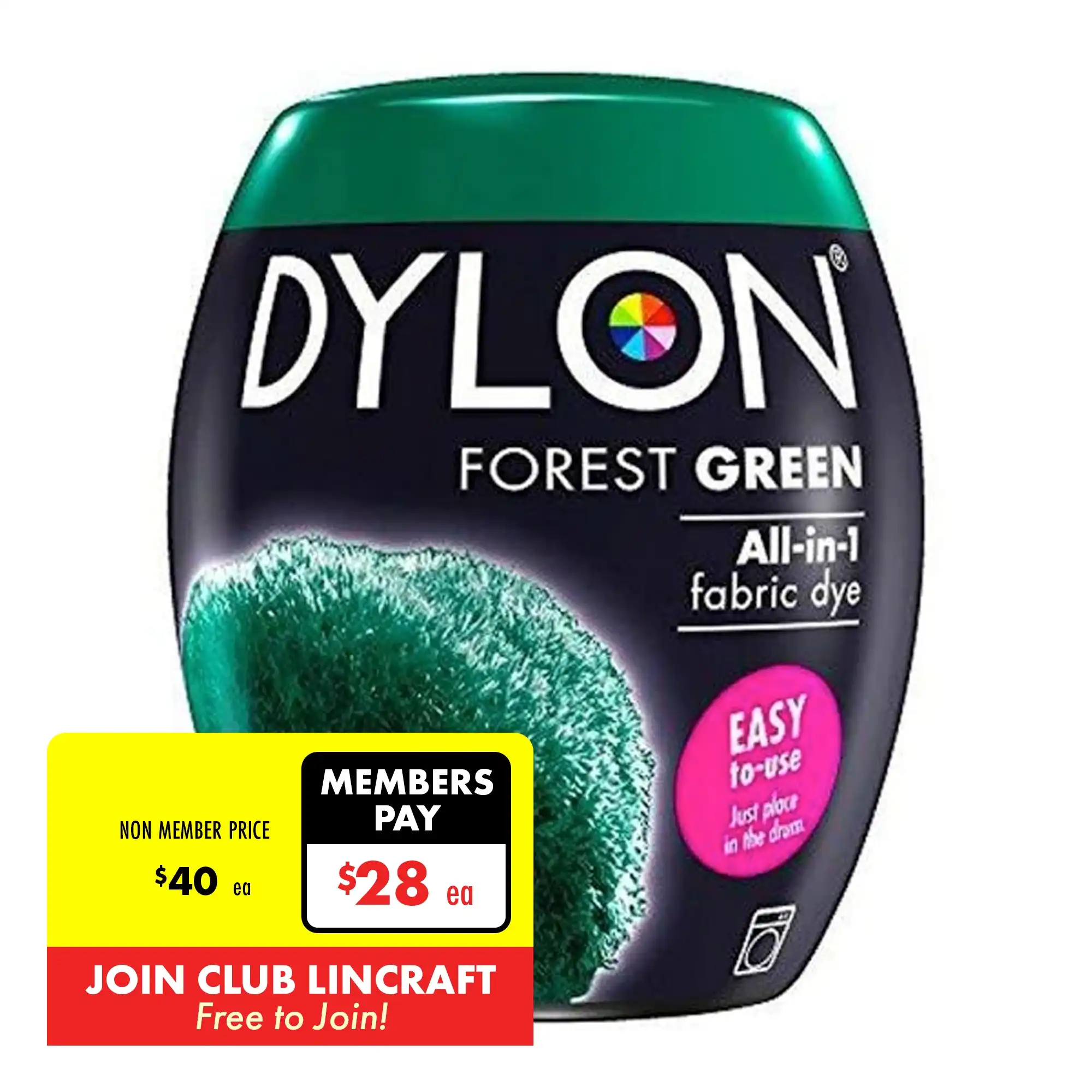 Dylon Fabric Dye, Forest Green- 350g