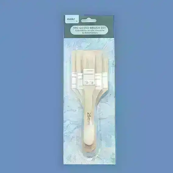 Makr Hog Bristle Brush Set, Size 25mm/50mm/75mm- 3pk