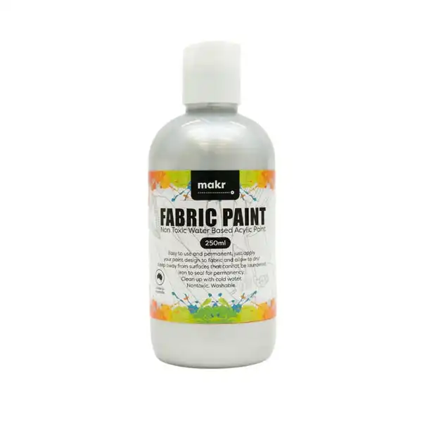 Makr Fabric Paint, Silver- 250ml