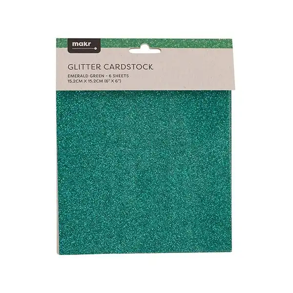 Makr 6x6 inch Glitter Cardstock, XMAS Green- 6pk