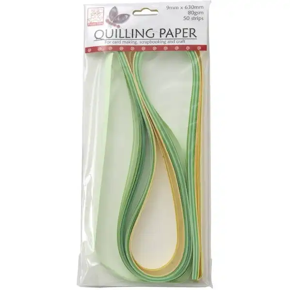 Quilling Paper, Green Shades 9mm- 50pc