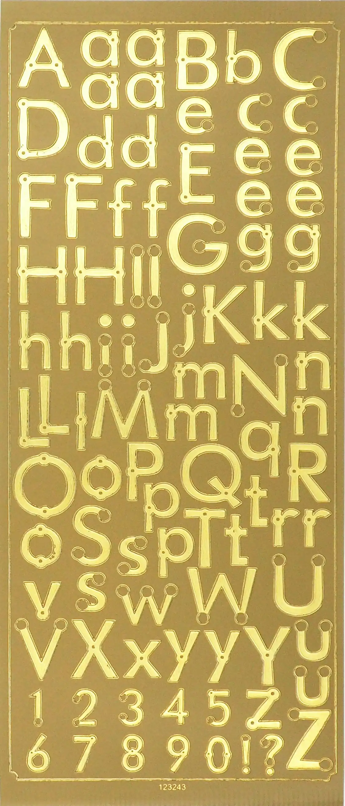 Arbee Foil Stickers Alpha Lower Case, Gold