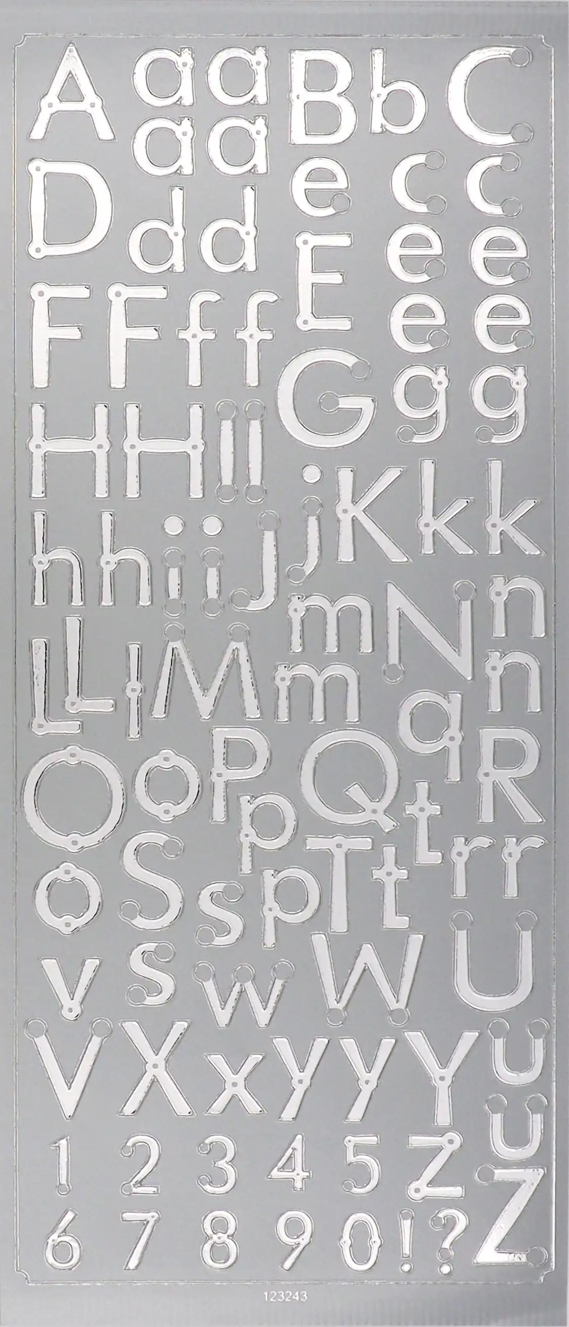 Arbee Foil Stickers Alpha Lower Case, Silver