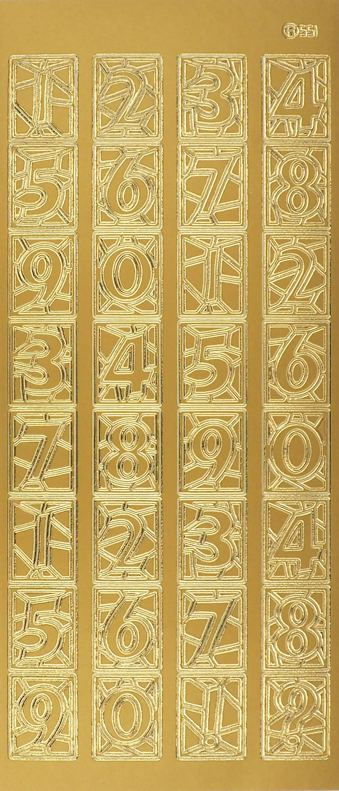Arbee Foil Stickers Numbers Framed, Gold