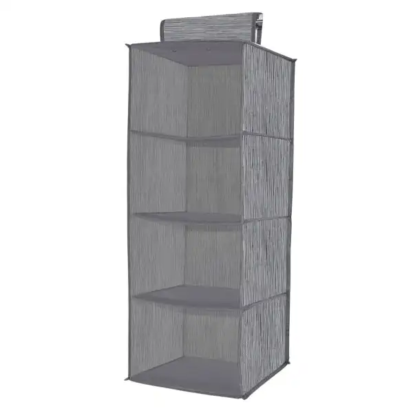 Mayd Wardrobe Hanging Storage Shelf Unit, 4 Tier- 80cmx28cmx28cm