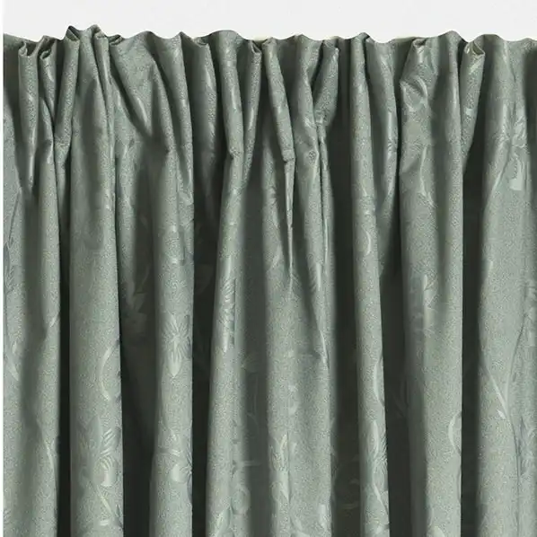 Scroll Pencil Pleat Curtain, 213cm Drop - Sage