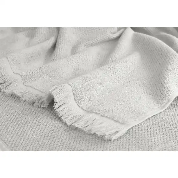 Algodon Bays Collection Jacquard Bath Towel, White- 70cmx140cm