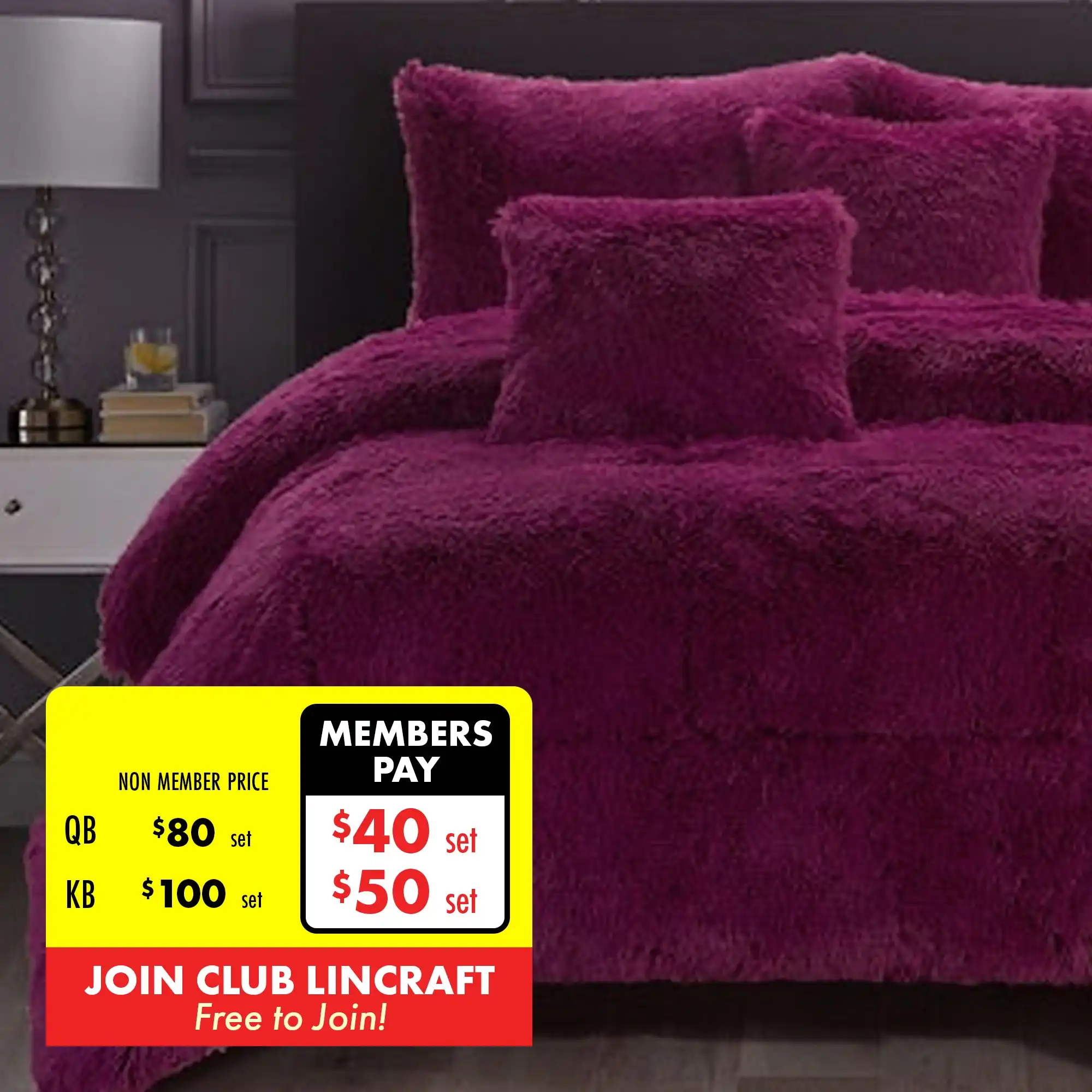 Duchess 3 Piece Shaggy Fleece Comforter Set, Purple