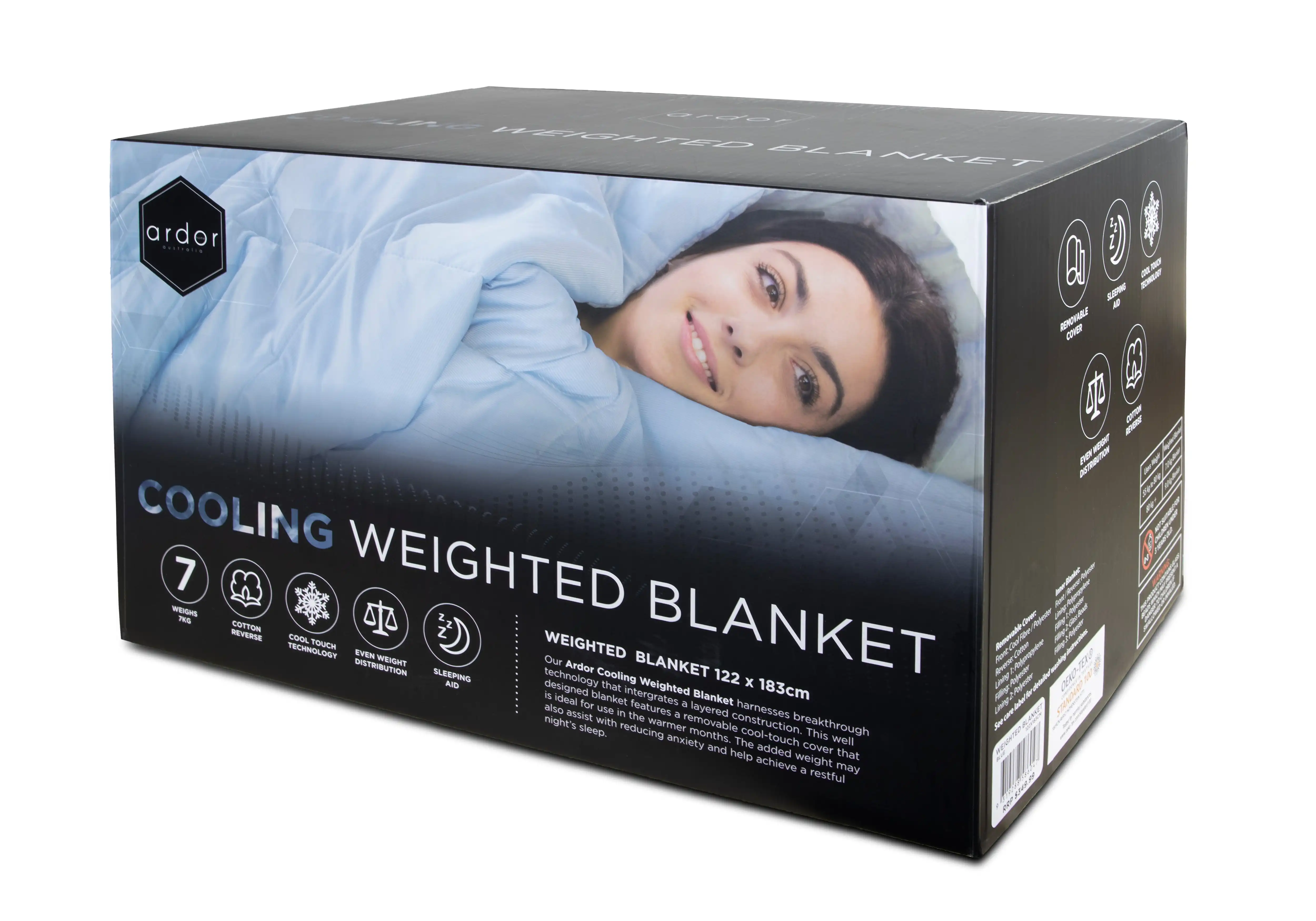 Ardor Cooling Weighted Blanket, Blue- 122x183cm