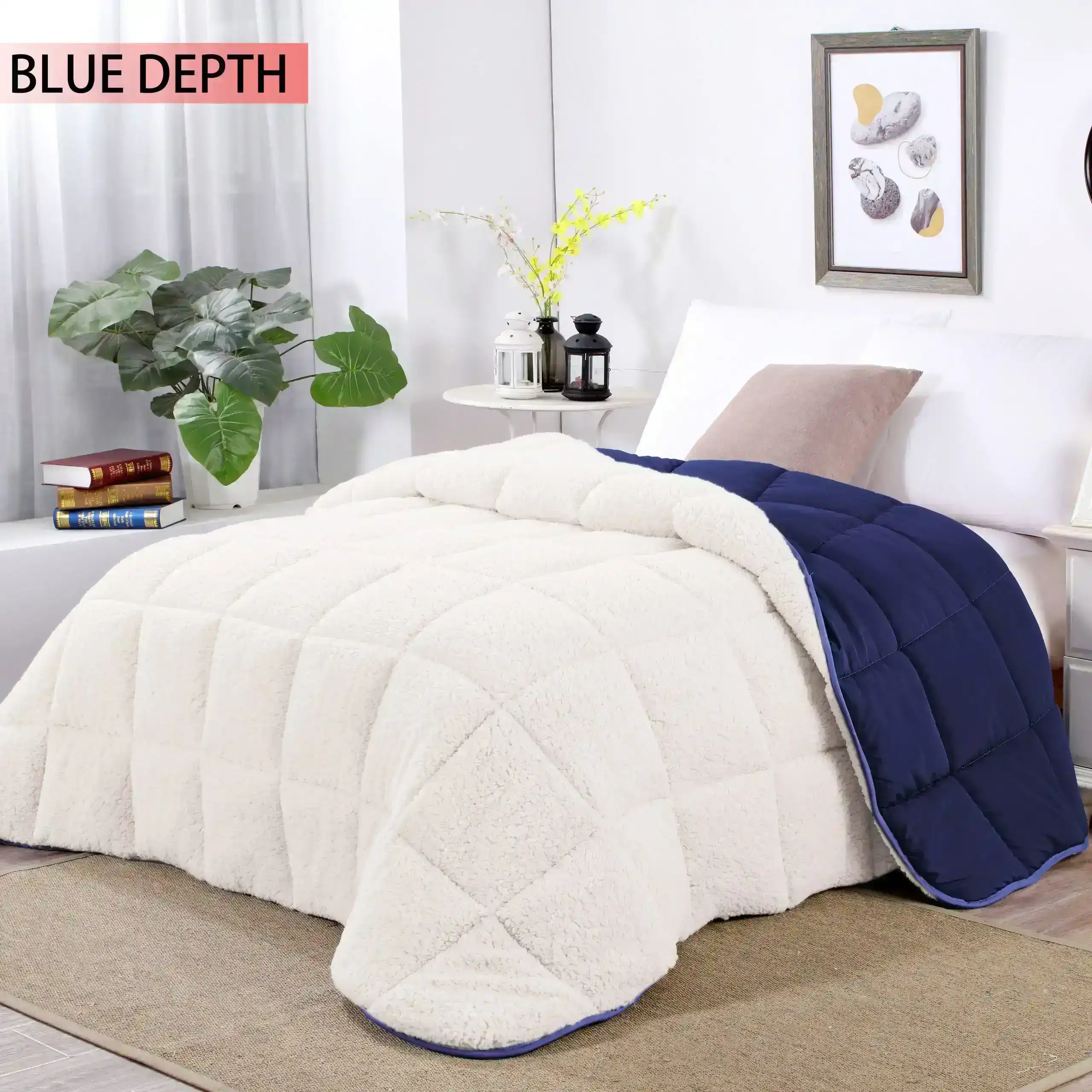Shangri-La Linen Sherpa Fleece Reversible Comforter Set