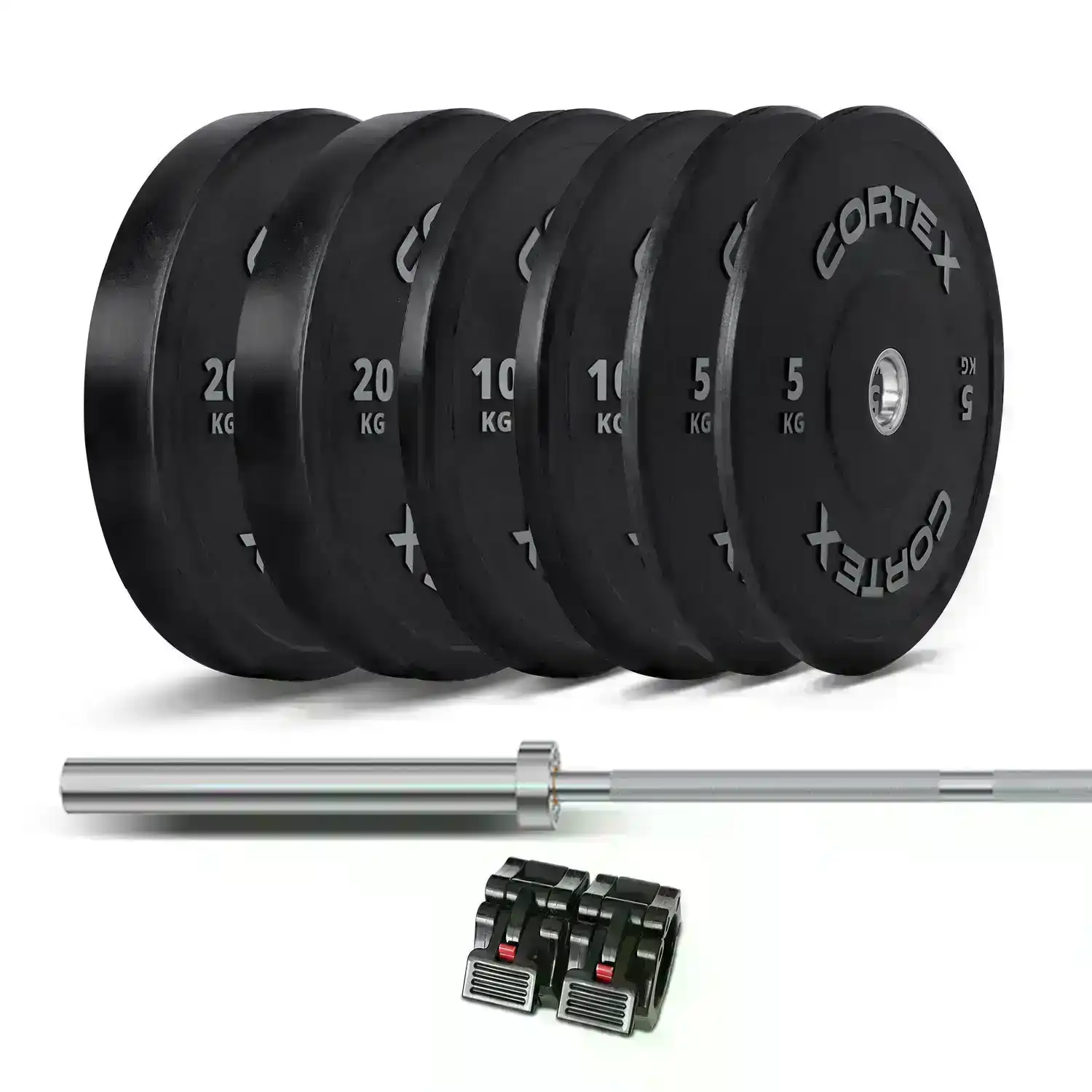 Cortex Starter 85kg Black Series Bumper Plate V2 Package with SPARTAN200 Barbell