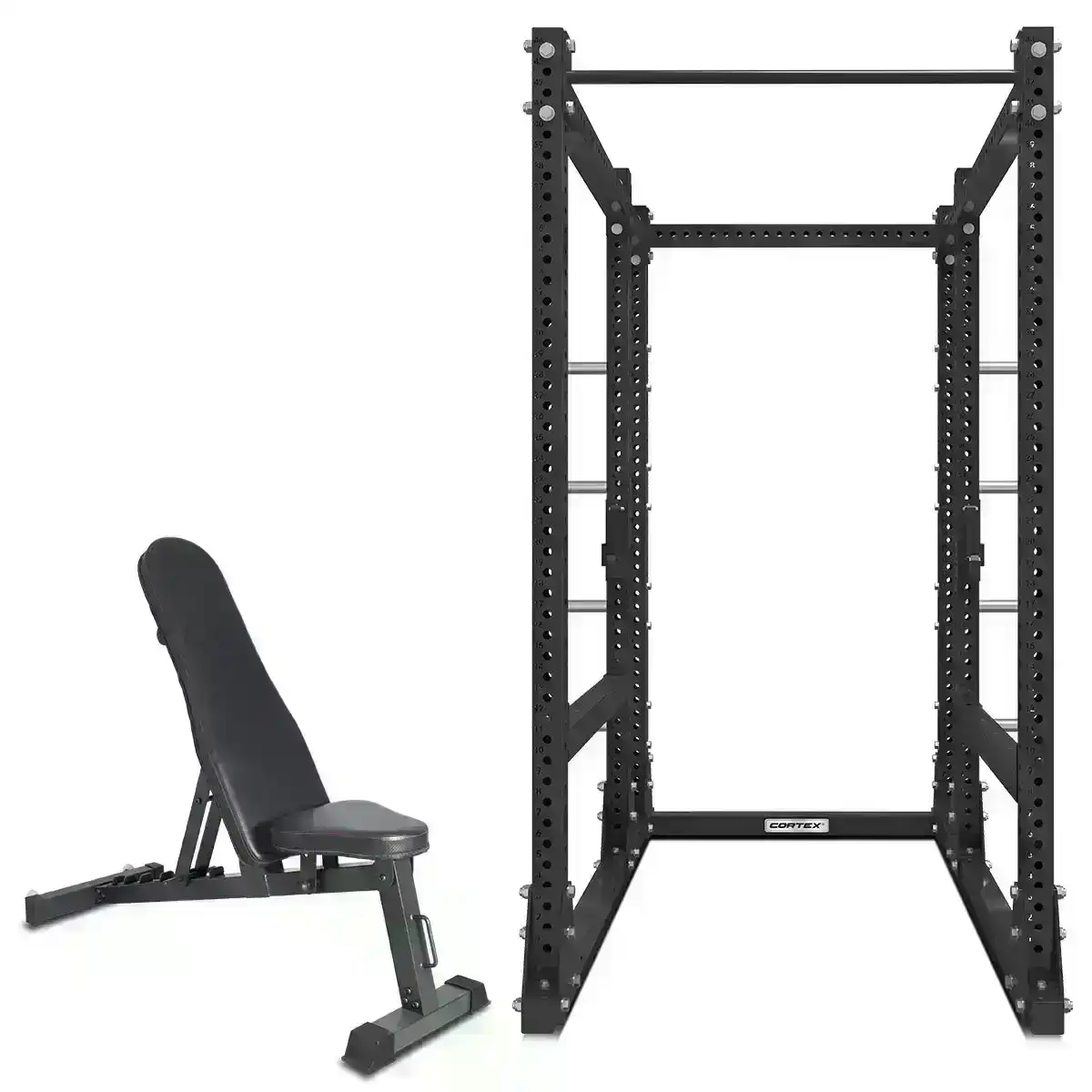 Cortex ALPHA Series ARK06 Commerical Full Power Rack + FID Bench + 100kg Olympic Weights with Barbell