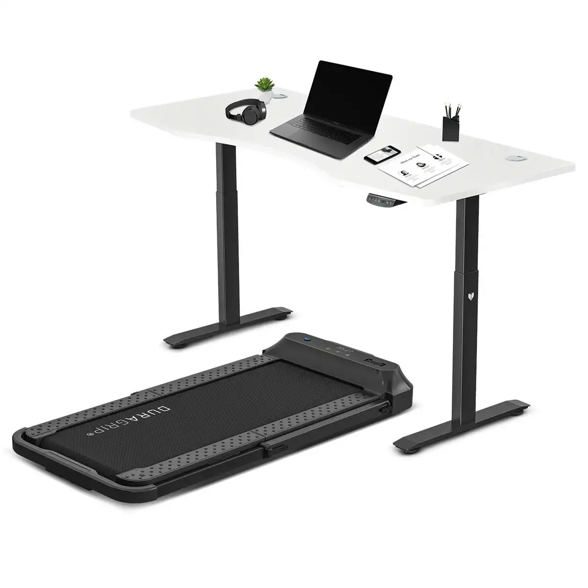 Lifespan Fitness  V-Fold Treadmill with ErgoDesk Automatic Standing Desk 1800mm in White
