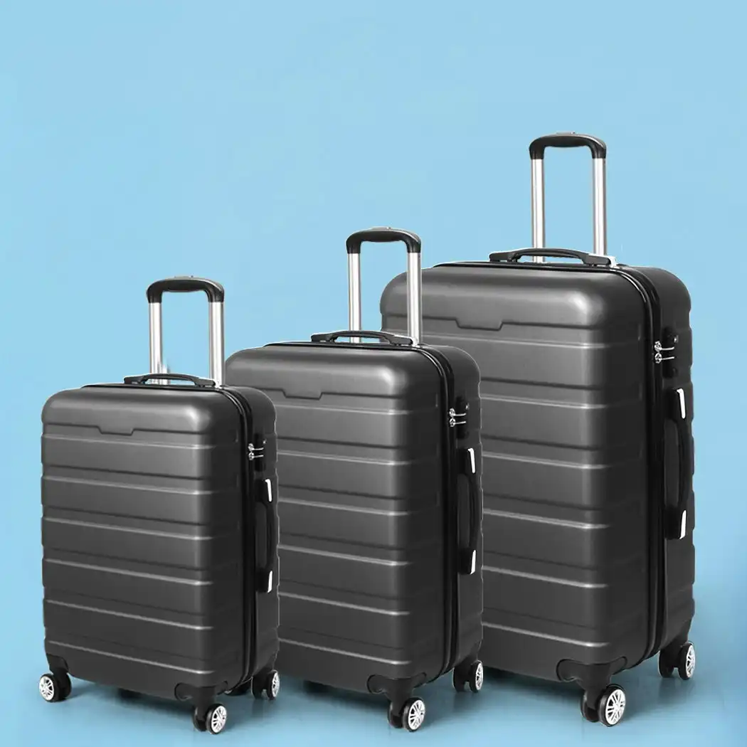 Slimbridge 3PC Luggage sets Suitcase 20" 24" 28" Travel TSA Hard Case Dark Grey