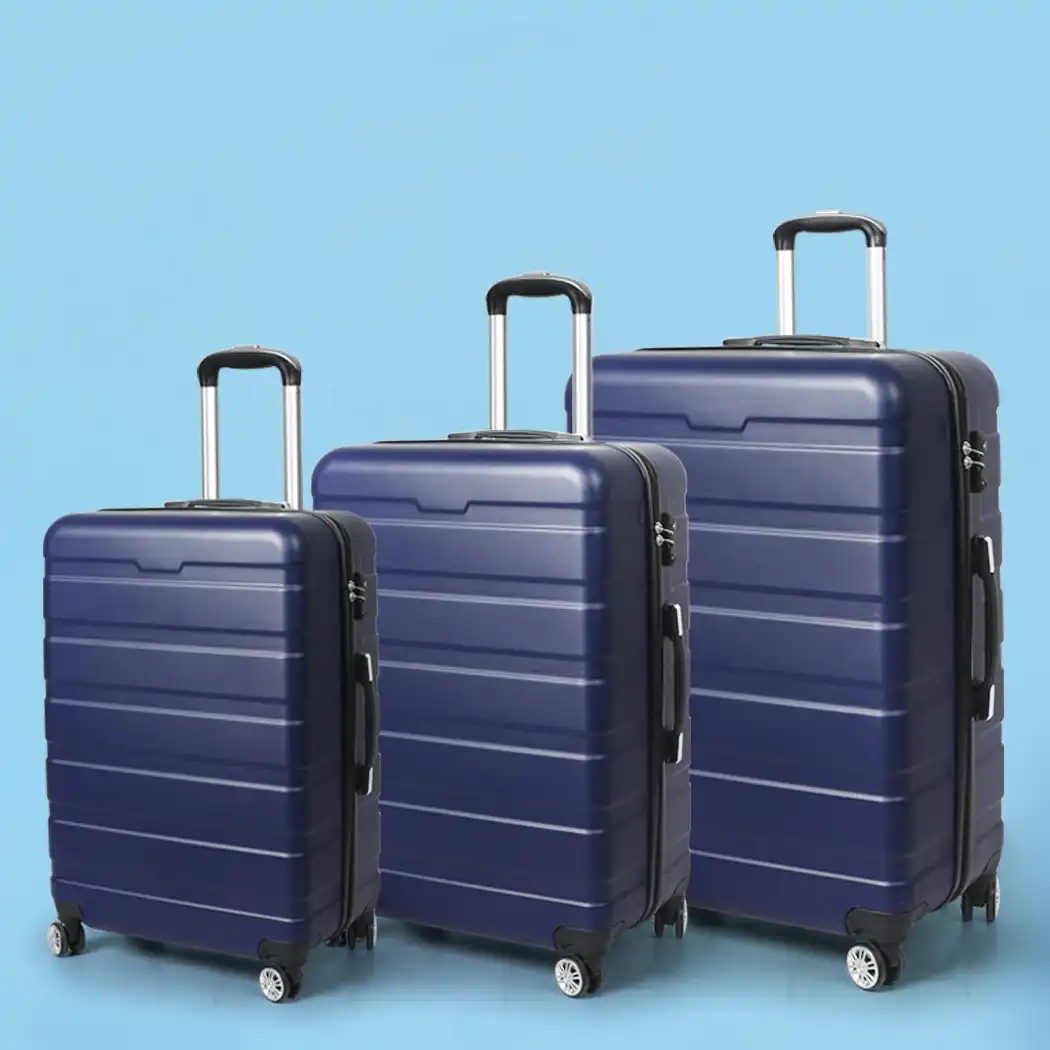 Slimbridge 3PC Luggage sets Suitcase 20" 24" 28" Set Travel TSA Hard Case Navy