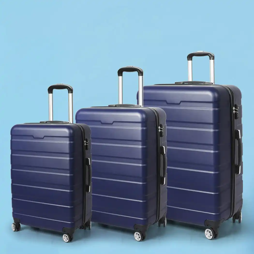 Slimbridge 3PC Luggage sets Suitcase 20" 24" 28" Set Travel TSA Hard Case Navy