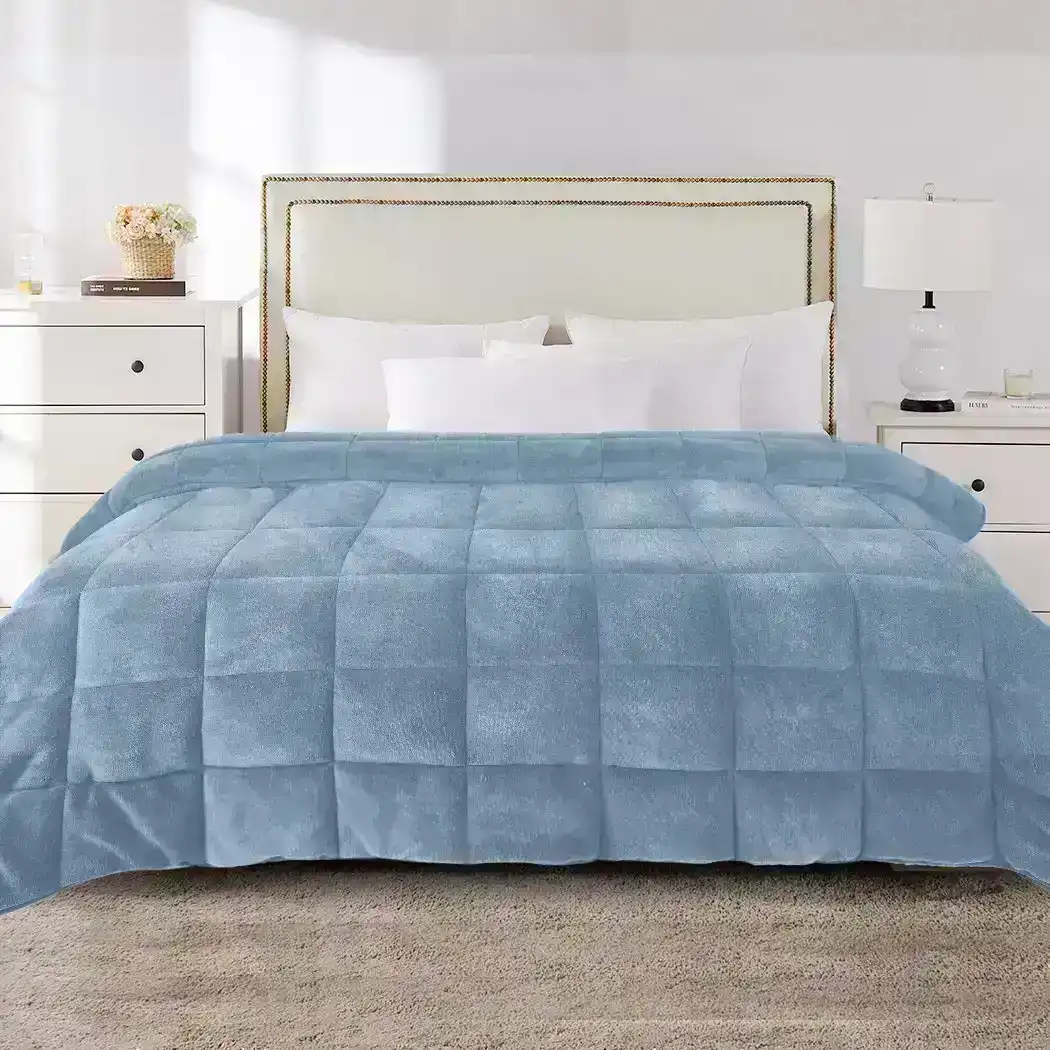 Dreamz Quilt Doona Comforter Blanket Velvet Winter Warm Queen Bedding Blue