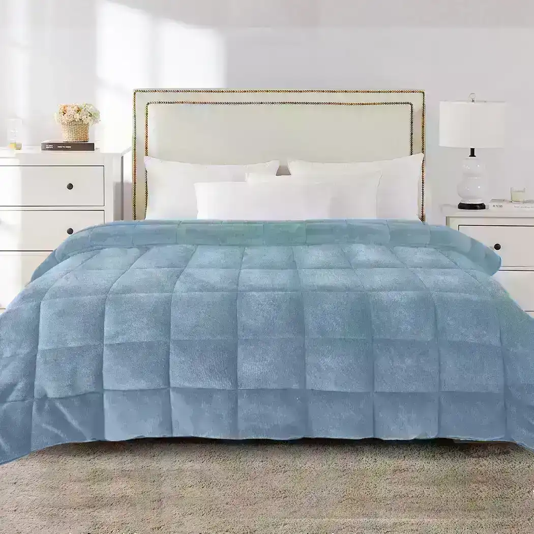 Dreamz Quilt Doona Comforter Blanket Velvet Winter Warm Super King Bedding Blue