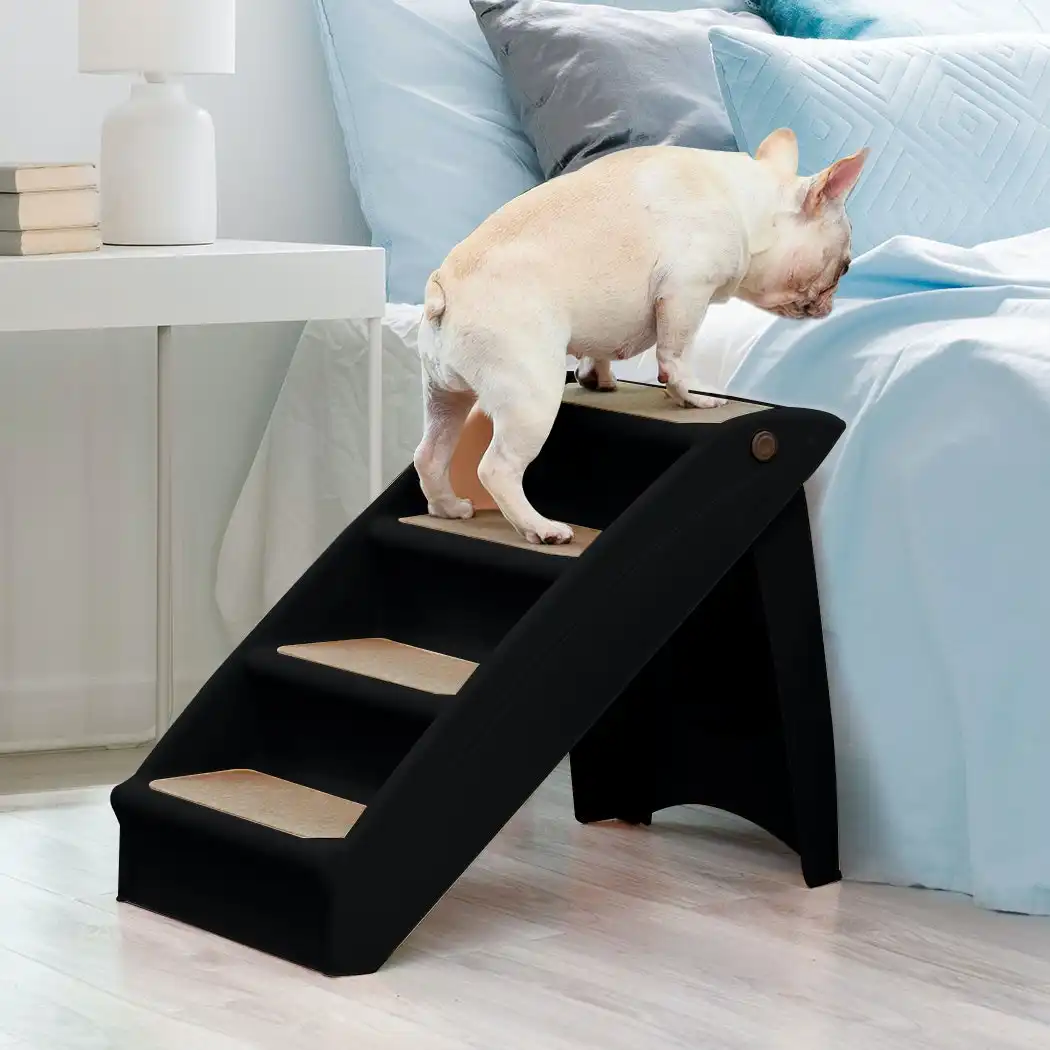 Pawz Pet Ramp Indoor Dog Steps Stair Portable Foldable Ladder For Bed Sofa Black