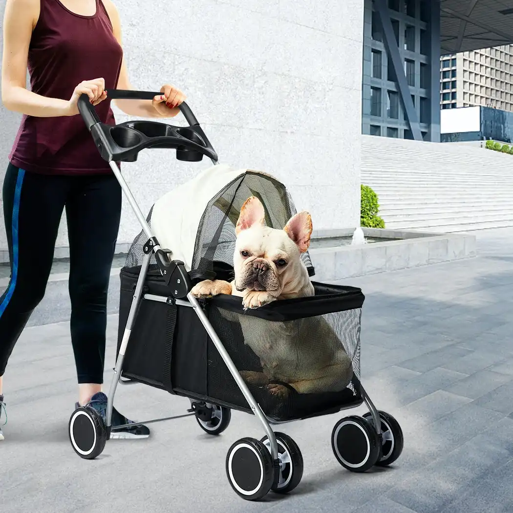 Pawz Pet Stroller Dog Cat Large Carrier Travel Pushchair Foldable Pram 4 Wheels