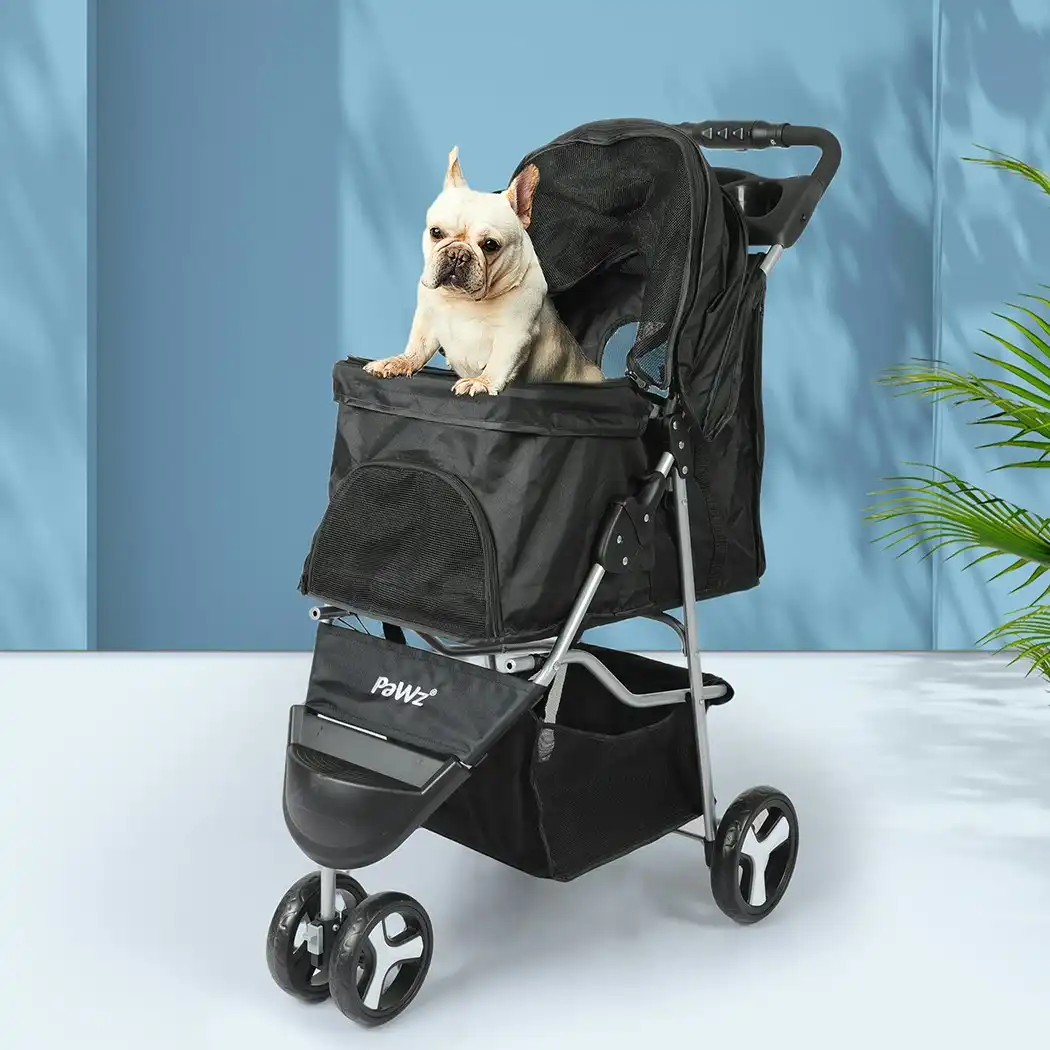 Pawz Large Pet Stroller Dog Cat Carrier Travel Pushchair Foldable Pram 3 Wheels