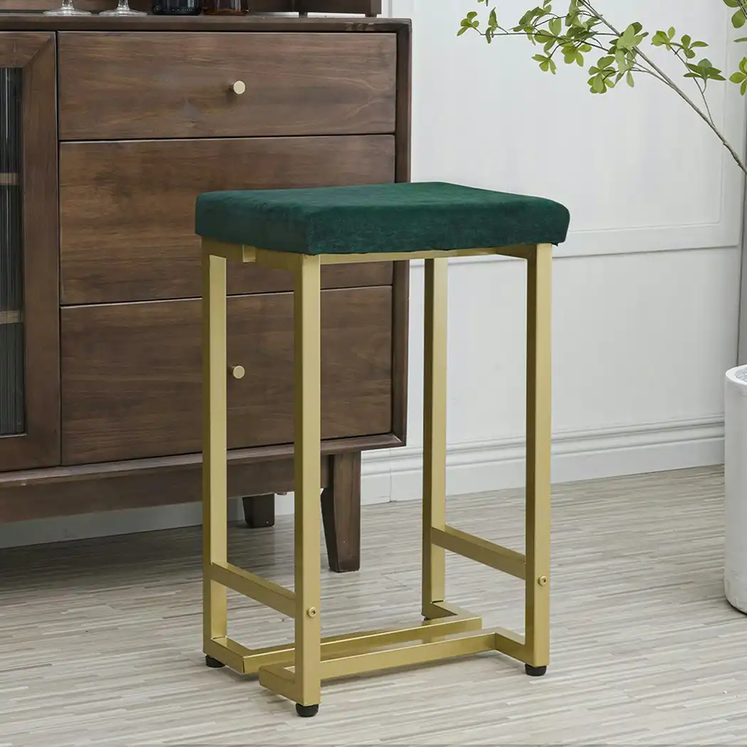 Levede 2x Bar Stools Velvet  Backless Metal Kitchen Counter Chairs Padded Seat