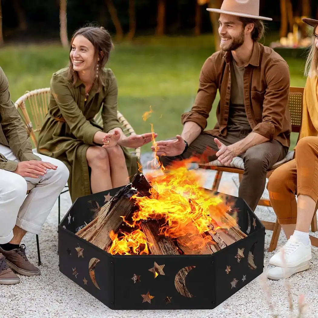 Moyasu Round Fire Pit Ring Outdoor Fireplace Camping Firepit Steel Portable 36"