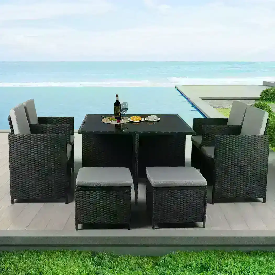 Levede 9PCS Outdoor Table Chair Set Patio Furniture Dining Setting Garden Lounge