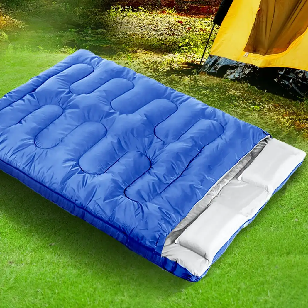 Mountview Sleeping Bag Double Bags Outdoor Camping Thermal 0?-18? Hiking Blue