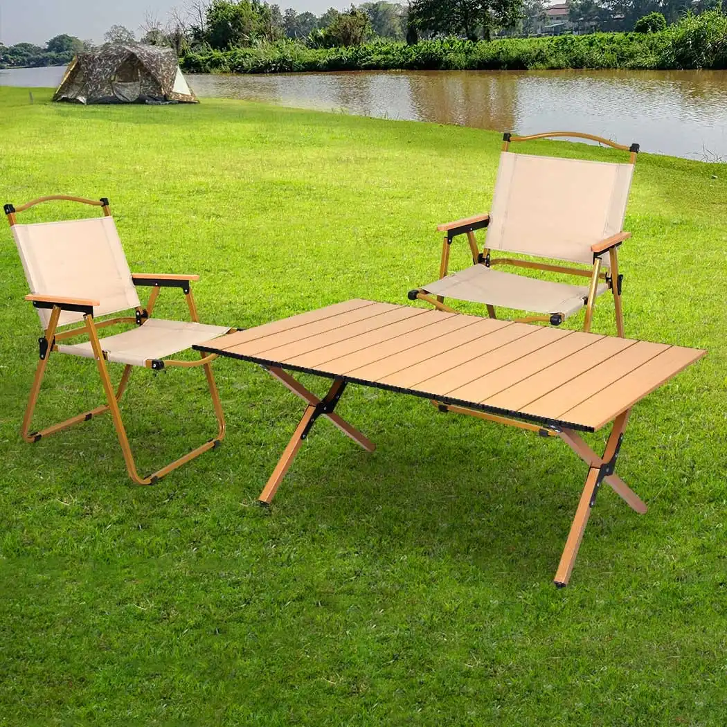 Levede Folding Camping Table Chair Set Portable Picnic Outdoor Egg Roll Foldable