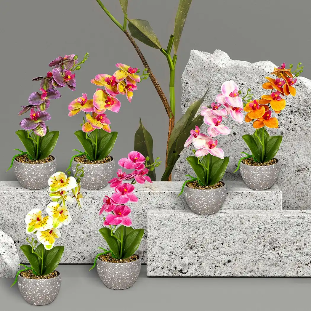 Lambu 6X Artificial Flowers Plant In pots Garden Indoor Outdoor Fake Home Decor