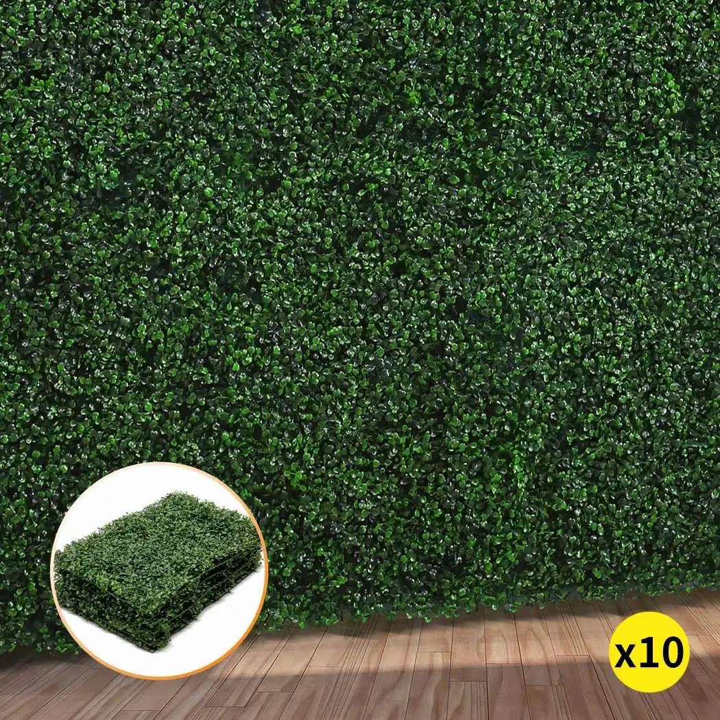 Marlow Artificial Hedge Grass Boxwood Garden Green Wall Mat Fence Outdoor x10 (SG1004-10)
