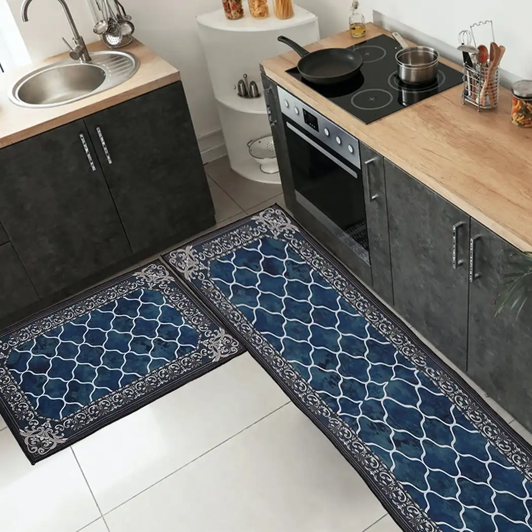 Marlow 2x Kitchen Mat Floor Rugs Area Carpet Non-Slip Door Mat 45x120cm /45x75cm