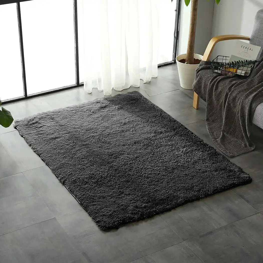 Traderight Group  Designer Soft Shag Shaggy Floor Confetti Rug Carpet Home Decor 80x120cm Black
