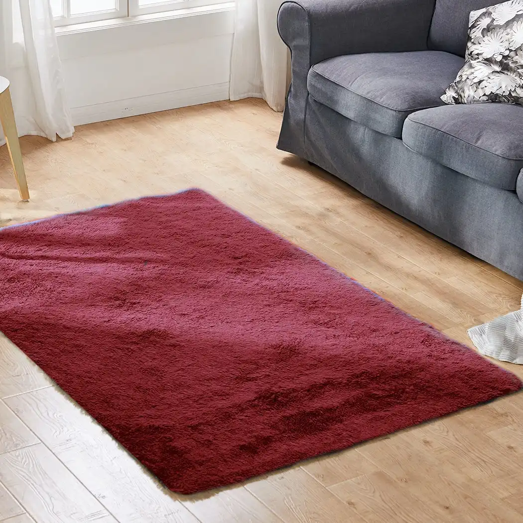 Traderight Group  Designer Soft Shag Shaggy Floor Confetti Rug Carpet Home Decor 80x120cm Burgundy