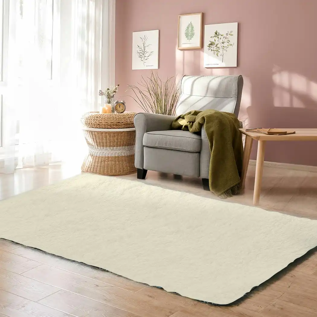 Marlow Soft Shag Shaggy Floor Confetti Rug Carpet Home Decor 120x160cm Cream