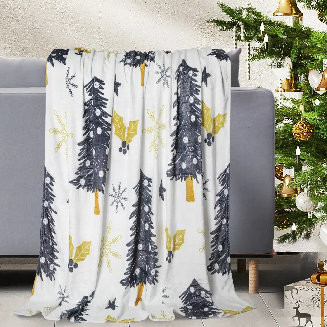 Santaco Throw Blanket Xmas Double Sided Warm Fleece Decor Christmas 220X180cm