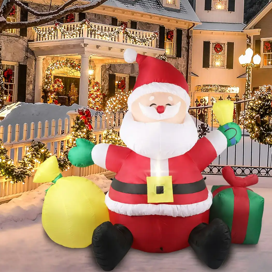 Santaco Inflatable Christmas Outdoor Decorations Santa 1.8M LED Lights Party