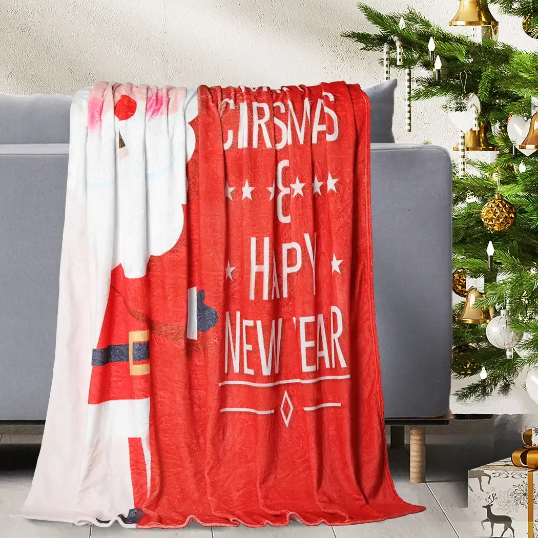 Santaco Throw Blanket Xmas Double Sided Warm Fleece Decor Christmas 220X180cm