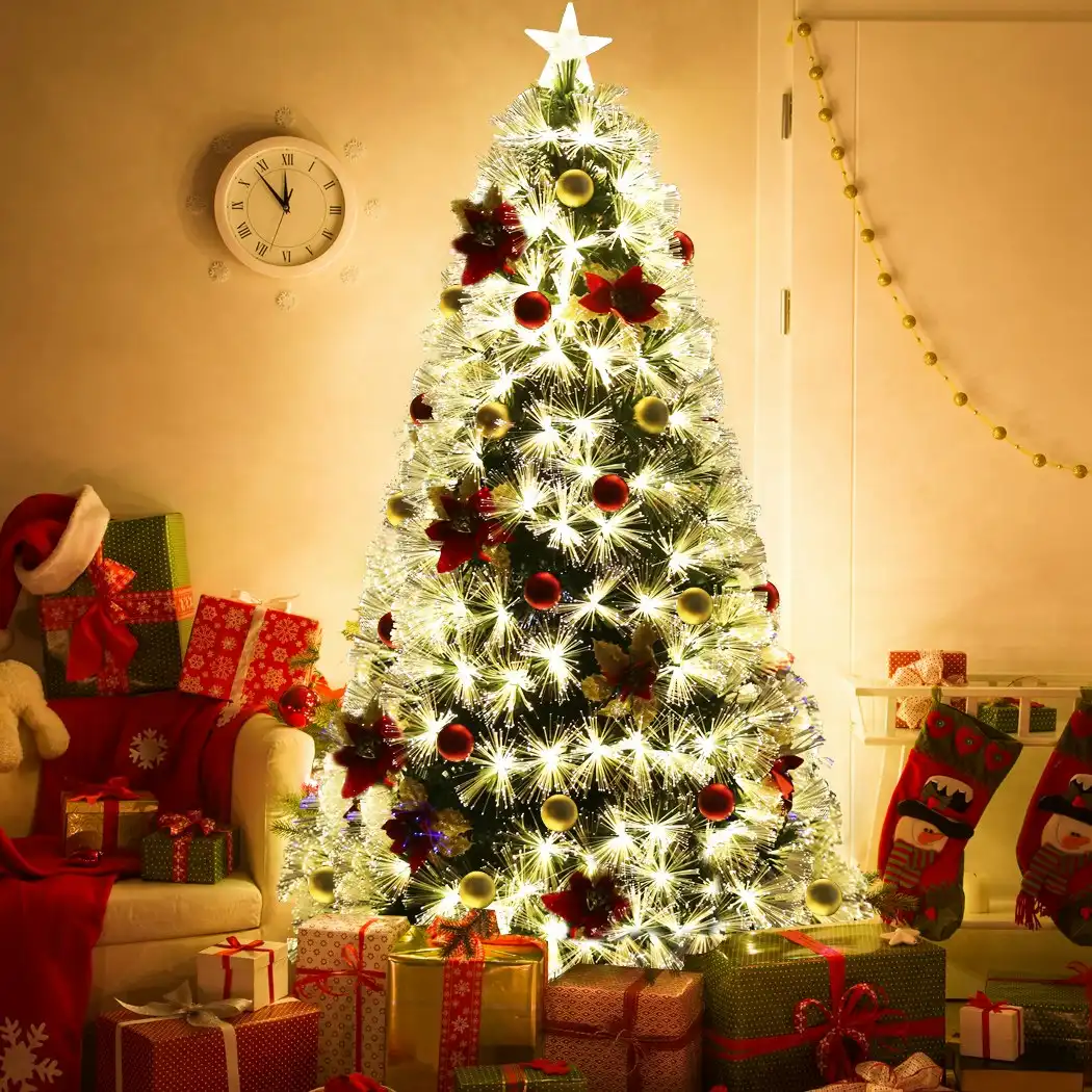 Santaco Christmas Tree 1.8M 6Ft Xmas Decorations Fibre Optic Multicolour Lights