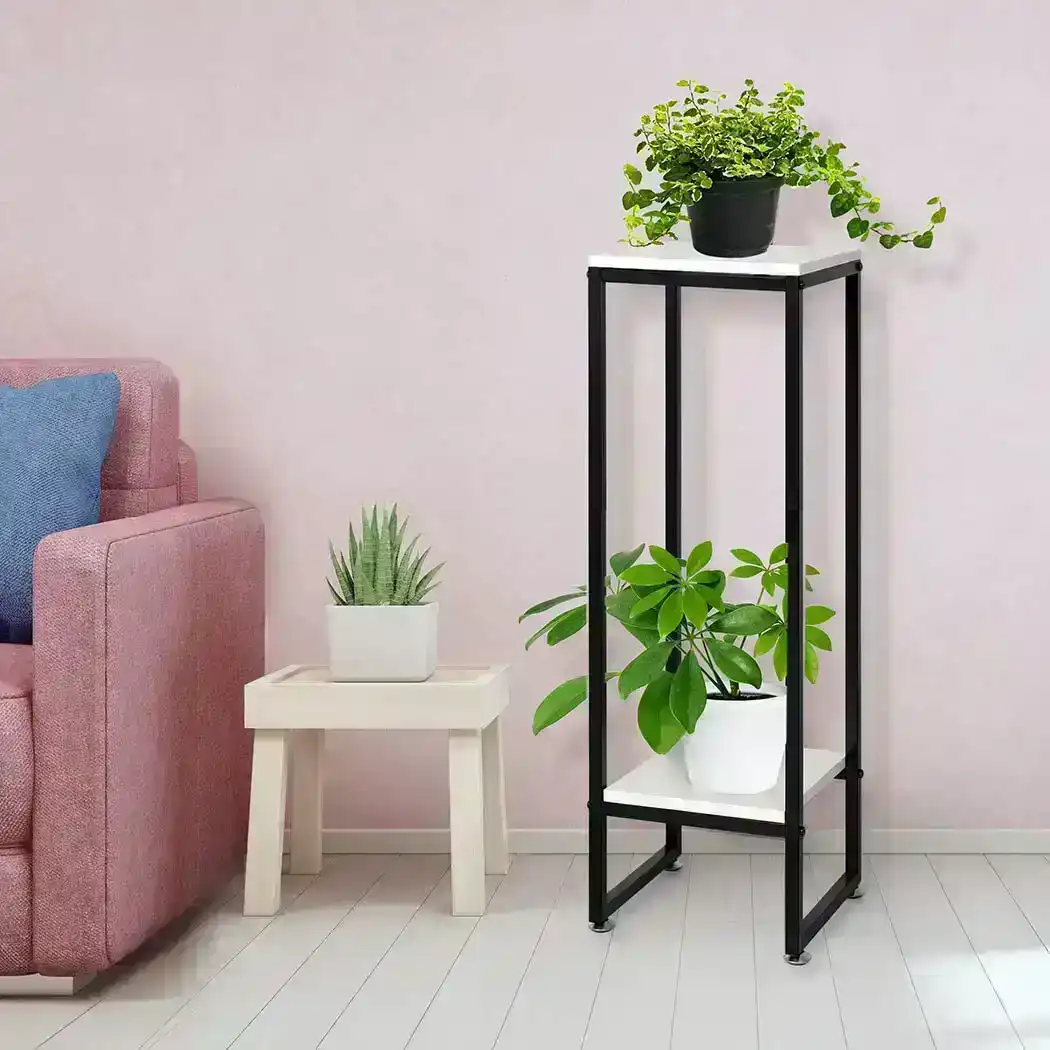 Levede Plant Stand Garden Home Outdoor Indoor Flower Pot Shelf Metal White L