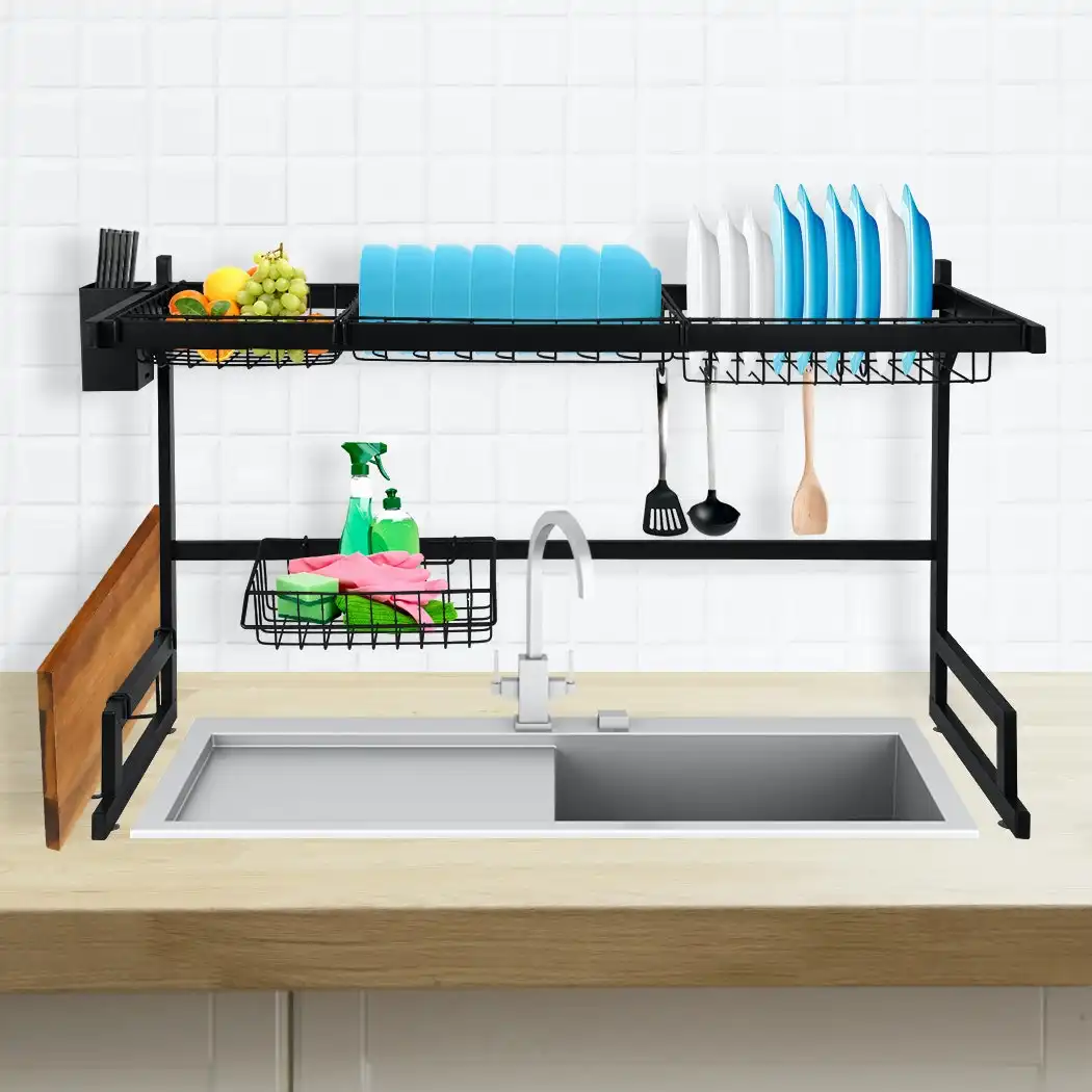 Toque Dish Drying Rack Over Sink Steel Dish Drainer Plate Cutlery Organizer
