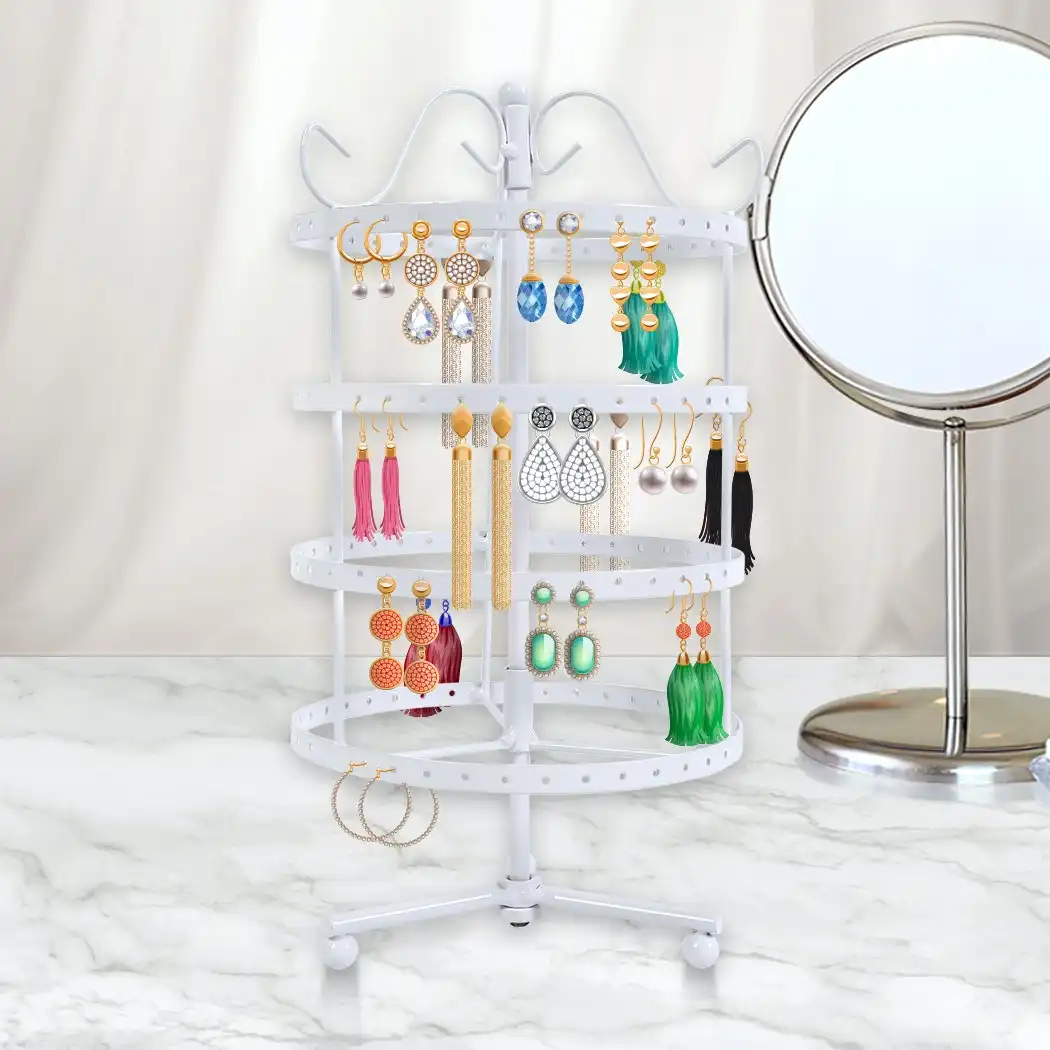 Traderight Group  Earring Holder Stand Jewelry Display Hanging Rack Storage Metal Organizer 4 Tier
