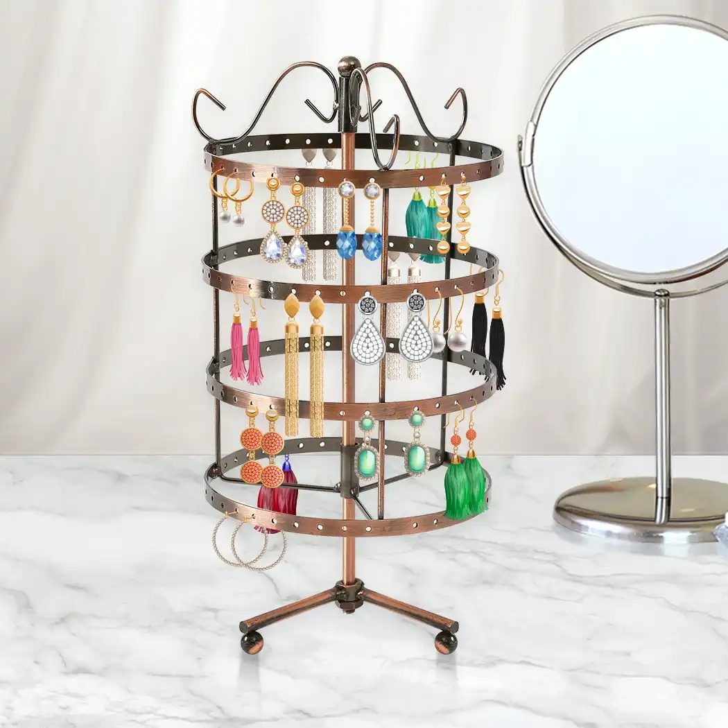 Traderight Group  Earring Holder Stand Jewelry Display Hanging Rack Storage Metal Organizer 4 Tier