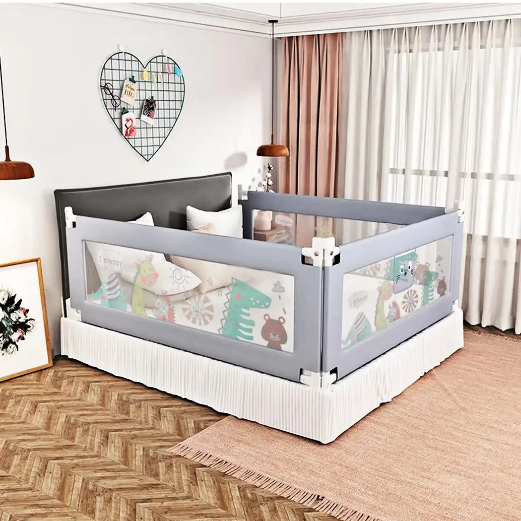 BoPeep Kids Baby Safety Bed Rail Guard Adjustable Folding Child Toddler L Grey