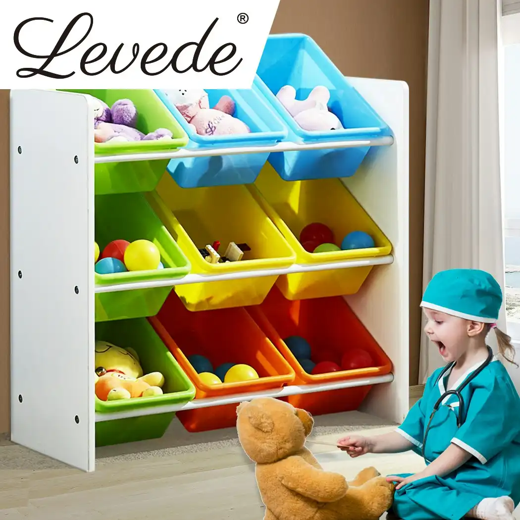 Levede 9 Bins Kids Toy Box Bookshelf Organiser Display Shelf Storage Rack Drawer