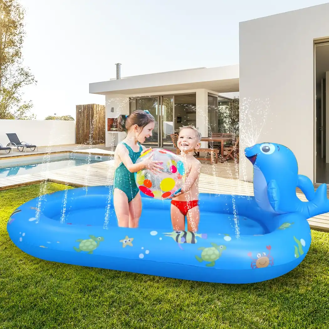 Traderight Group  Inflatable Pool Water Splash Spray Mat Kids Children Sprinkler Play Pad Outdoor