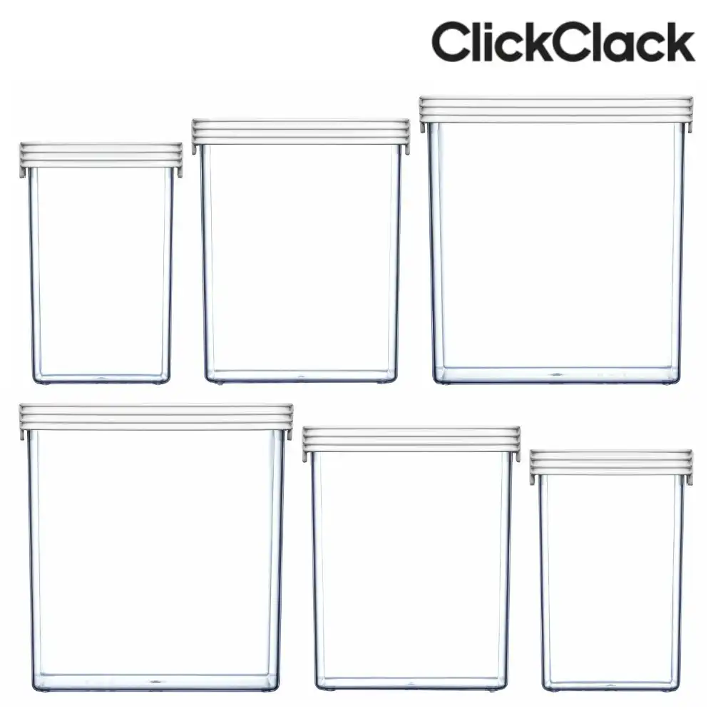 New Clickclack 6 Piece Basic Large Box Set Container Set Air Tight 6pc