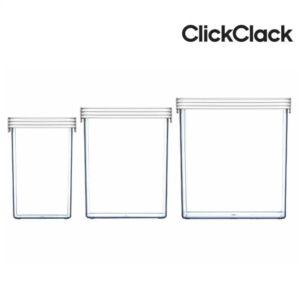 New Clickclack 3 Piece Basic Large Box Set Container Set Air Tight 3pc