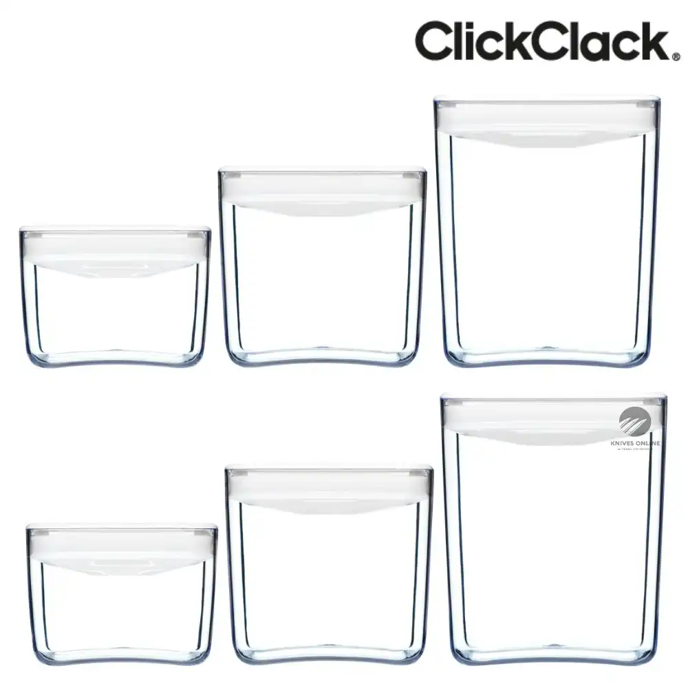 New Clickclack 6 Piece Pantry Small Cube Box Set Container Set Air Tight 6pc